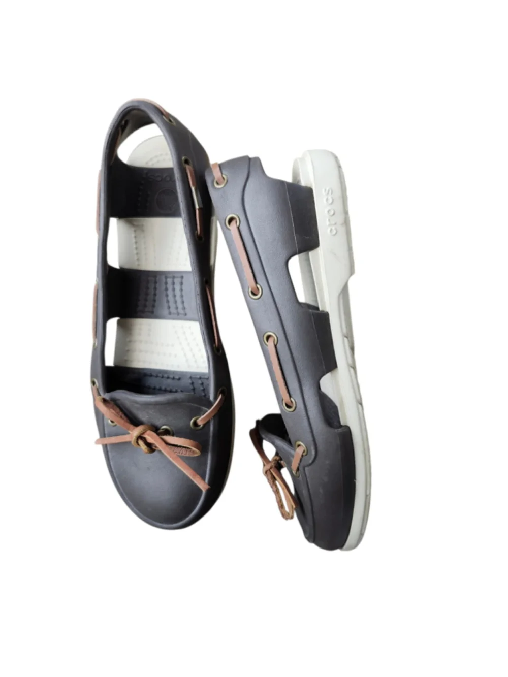 Crocs Beach Line Boat Shoes Espresso Brown Stucco Women's Size 7